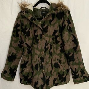 Forever 21 Camo Winter Jacket with “Fur” Lined Hood